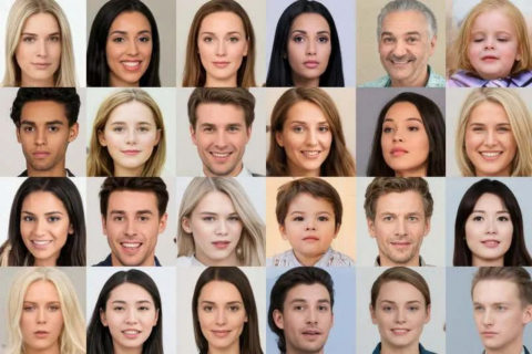 A set of faces generated by AI synthesis technology