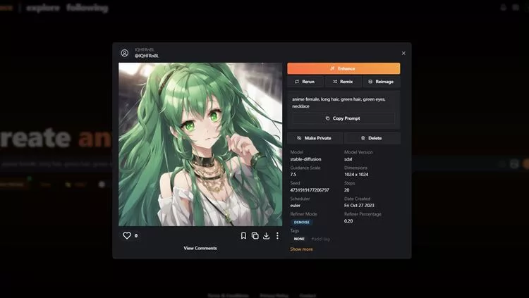 cute anime girl with green hair